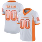 Voetbalmode Jersey Aangepast Wit Mesh Oranje-Rood Drift Voetbalmode Jersey Aangepast Wit Mesh Oranje-Rood Drift