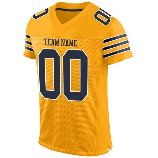 Marineblauw-wit Custom Jersey Goud Mesh Authentieke Voetbal Marineblauw-wit Custom Jersey Goud Mesh Authentieke Voetbal