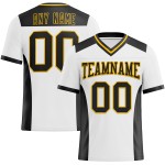 Mesh Authentic Zwart-Goud Voetbal Custom Jersey Wit Mesh Authentic Zwart-Goud Voetbal Custom Jersey Wit