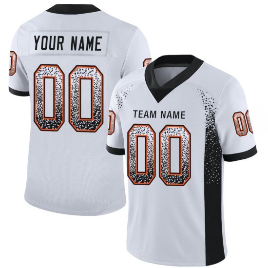 Fashion Drift Custom Wit Mesh Jersey Voetbal Zwart-Oranje Fashion Drift Custom Wit Mesh Jersey Voetbal Zwart-Oranje