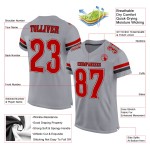 Rood-zwarte voetbal lichtgrijze authentieke aangepaste jersey mesh Rood-zwarte voetbal lichtgrijze authentieke aangepaste jersey mesh