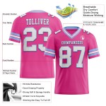 Roze Wit-Licht Authentiek Custom Football Jersey Blauw Mesh Roze Wit-Licht Authentiek Custom Football Jersey Blauw Mesh