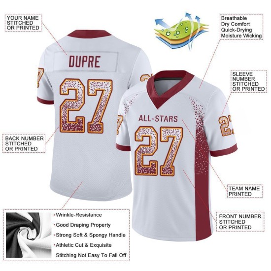 Drift Burgundy-Gold Jersey Voetbal Mesh Mode Wit Aangepast Drift Burgundy-Gold Jersey Voetbal Mesh Mode Wit Aangepast