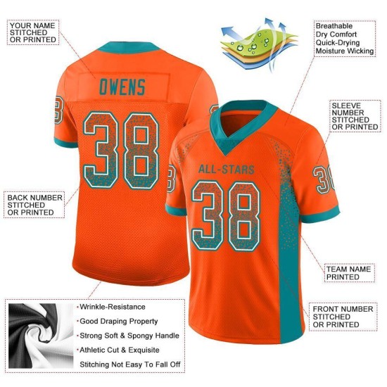 Drift Oranje Aqua-Wit Jersey Mode Voetbal Aangepast Mesh Drift Oranje Aqua-Wit Jersey Mode Voetbal Aangepast Mesh