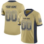 Jersey Fashion Football Marineblauw-Wit Mesh Drift Vegas Custom Goud Jersey Fashion Football Marineblauw-Wit Mesh Drift Vegas Custom Goud