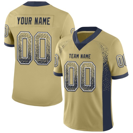 Jersey Fashion Football Marineblauw-Wit Mesh Drift Vegas Custom Goud Jersey Fashion Football Marineblauw-Wit Mesh Drift Vegas Custom Goud