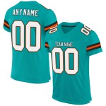 Voetbal Mesh Aqua Wit-Oranje Jersey Authentiek Aangepast Voetbal Mesh Aqua Wit-Oranje Jersey Authentiek Aangepast