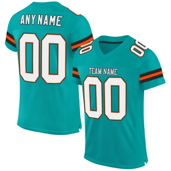 Voetbal Mesh Aqua Wit-Oranje Jersey Authentiek Aangepast Voetbal Mesh Aqua Wit-Oranje Jersey Authentiek Aangepast