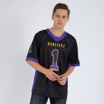 Mesh Paars-Old Fashion Goud Drift Voetbalshirt Aangepast Zwart Mesh Paars-Old Fashion Goud Drift Voetbalshirt Aangepast Zwart