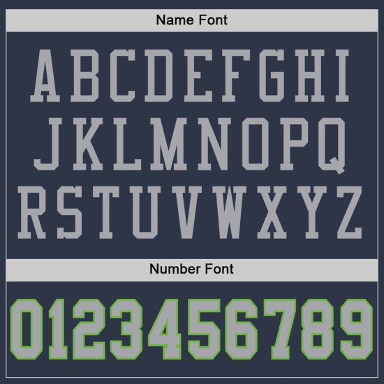 Throwback Authentieke Custom Green Mesh Football Navy Jersey Grijs-Neon