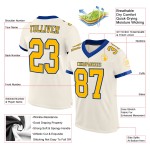 Jersey Authentieke Voetbal Goud-Royal Mesh Crème Aangepast Jersey Authentieke Voetbal Goud-Royal Mesh Crème Aangepast