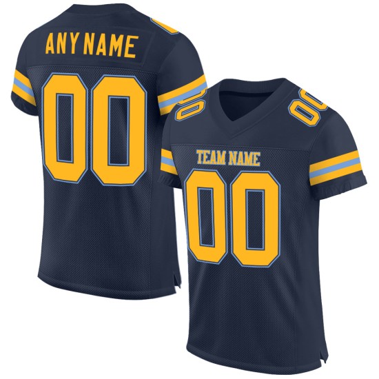 Blauw Goud-Licht Jersey Voetbal Custom Authentic Mesh Marineblauw Blauw Goud-Licht Jersey Voetbal Custom Authentic Mesh Marineblauw