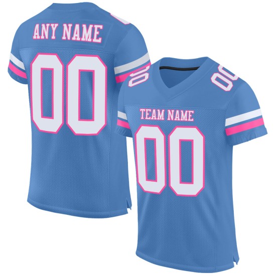 Voetbal Wit-Roze Licht Mesh Jersey Blauw Aangepast Authentiek Voetbal Wit-Roze Licht Mesh Jersey Blauw Aangepast Authentiek