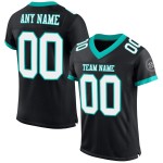 Mesh Wit-Aqua Authentiek Custom Jersey Voetbal Zwart Mesh Wit-Aqua Authentiek Custom Jersey Voetbal Zwart