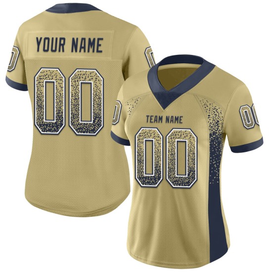 Jersey Fashion Football Marineblauw-Wit Mesh Drift Vegas Custom Goud Jersey Fashion Football Marineblauw-Wit Mesh Drift Vegas Custom Goud