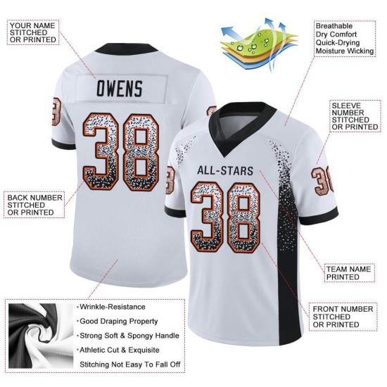 Fashion Drift Custom Wit Mesh Jersey Voetbal Zwart-Oranje Fashion Drift Custom Wit Mesh Jersey Voetbal Zwart-Oranje