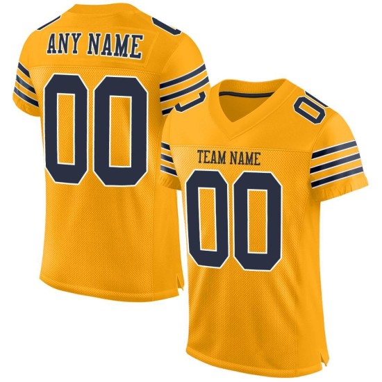 Marineblauw-wit Custom Jersey Goud Mesh Authentieke Voetbal Marineblauw-wit Custom Jersey Goud Mesh Authentieke Voetbal