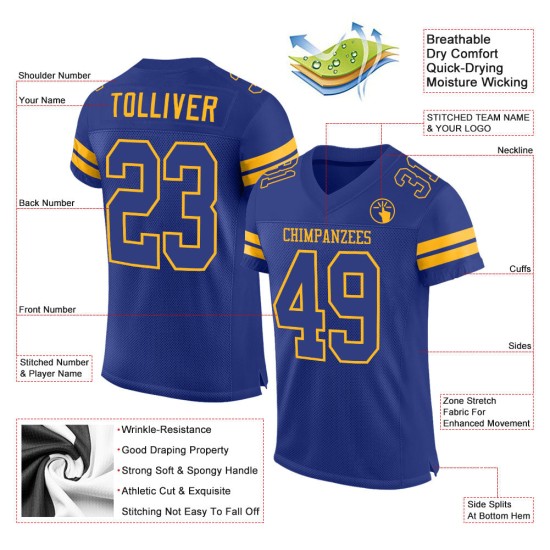 Royal-Gold Royal Custom Jersey Mesh Football Authentic
