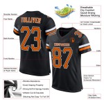 Zwart oranje-wit authentiek voetbalshirt op maat Texas mesh Zwart oranje-wit authentiek voetbalshirt op maat Texas mesh
