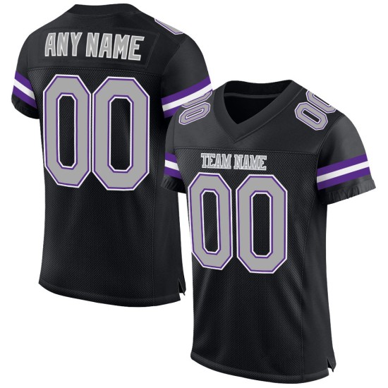 Jersey Authentieke Grijs-Paars Zwart Mesh Voetbal Aangepast Jersey Authentieke Grijs-Paars Zwart Mesh Voetbal Aangepast