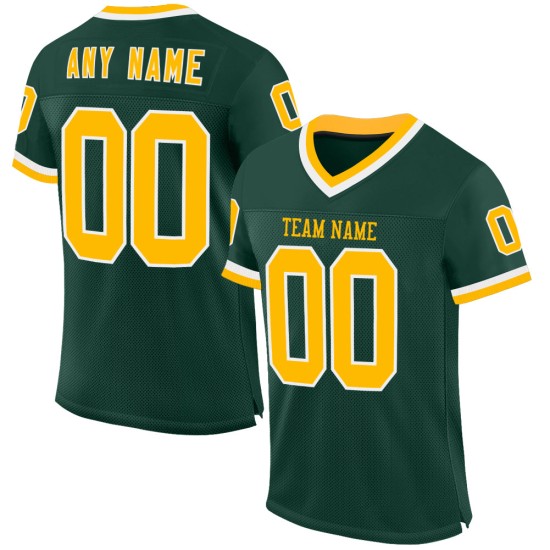 Goud-wit aangepast voetbalshirt met mesh-look, authentiek groen