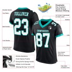 Mesh Wit-Aqua Authentiek Custom Jersey Voetbal Zwart Mesh Wit-Aqua Authentiek Custom Jersey Voetbal Zwart