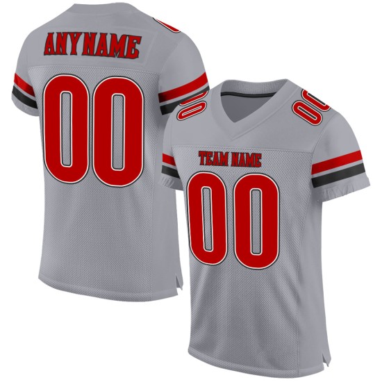 Rood-zwarte voetbal lichtgrijze authentieke aangepaste jersey mesh Rood-zwarte voetbal lichtgrijze authentieke aangepaste jersey mesh