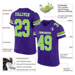 Neon Groen-Wit Paars Voetbal Authentiek Mesh Jersey Aangepast Neon Groen-Wit Paars Voetbal Authentiek Mesh Jersey Aangepast