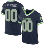 Throwback Authentieke Custom Green Mesh Football Navy Jersey Grijs-Neon