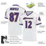 Goudkleurige Throwback Paars-Oud Wit Voetbal Custom Mesh Authentiek Jersey Goudkleurige Throwback Paars-Oud Wit Voetbal Custom Mesh Authentiek Jersey