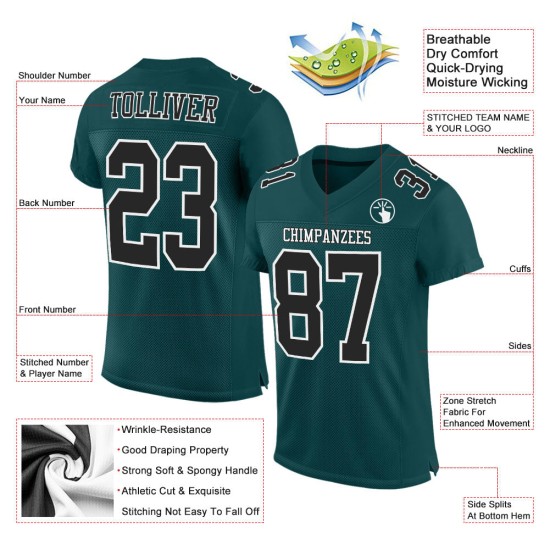 Groen voetbalshirt mesh zwart-wit middernacht authentiek op maat Groen voetbalshirt mesh zwart-wit middernacht authentiek op maat