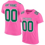 Kelly Groen-Wit Mesh Authentiek Roze Custom Voetbalshirt Kelly Groen-Wit Mesh Authentiek Roze Custom Voetbalshirt