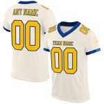 Jersey Authentieke Voetbal Goud-Royal Mesh Crème Aangepast Jersey Authentieke Voetbal Goud-Royal Mesh Crème Aangepast