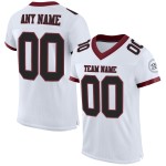 Authentiek wit voetbalshirt met mesh, zwart-bordeauxrood, op maat gemaakt Authentiek wit voetbalshirt met mesh, zwart-bordeauxrood, op maat gemaakt