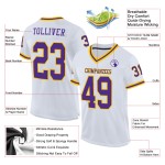 Voetbal Wit Jersey Authentieke Mesh Throwback Paars-Goud Aangepast