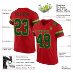 Groen Rood Mesh Authentiek Voetbalshirt Aangepast Groen-Neon Groen Rood Mesh Authentiek Voetbalshirt Aangepast Groen-Neon