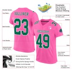 Kelly Groen-Wit Mesh Authentiek Roze Custom Voetbalshirt Kelly Groen-Wit Mesh Authentiek Roze Custom Voetbalshirt