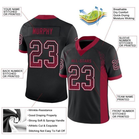 Drift Jersey Zwart Mesh Fashion Custom Football Cardinal-Wit