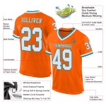 Authentiek Throwback Mesh Custom Oranje Wit-Blauwgroen Voetbalshirt Authentiek Throwback Mesh Custom Oranje Wit-Blauwgroen Voetbalshirt
