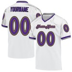 Goudkleurige Throwback Paars-Oud Wit Voetbal Custom Mesh Authentiek Jersey Goudkleurige Throwback Paars-Oud Wit Voetbal Custom Mesh Authentiek Jersey