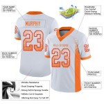 Voetbalmode Jersey Aangepast Wit Mesh Oranje-Rood Drift Voetbalmode Jersey Aangepast Wit Mesh Oranje-Rood Drift
