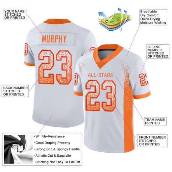 Voetbalmode Jersey Aangepast Wit Mesh Oranje-Rood Drift Voetbalmode Jersey Aangepast Wit Mesh Oranje-Rood Drift
