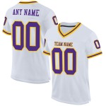 Voetbal Wit Jersey Authentieke Mesh Throwback Paars-Goud Aangepast