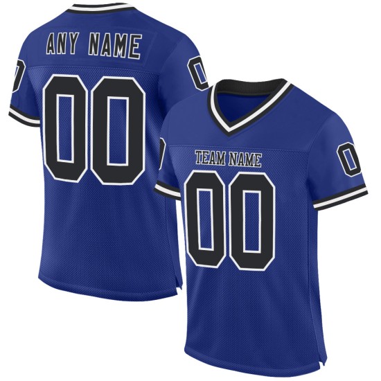 Jersey Mesh Custom Throwback Authentic Football Royal Zwart-Wit Jersey Mesh Custom Throwback Authentic Football Royal Zwart-Wit